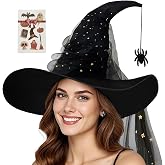 LINLINGTOYS Halloween Witch Hat for Women - Witches Hat Women's Costume Accessory, Gothic and Vintage Style
