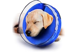 Zeaxuie Soft Inflatable Dog Cone Collar for Dogs After Surgery with Enhanced Anti-Licking for Unrestricted in Daily Life, Pack of One, Blue (Size 6)