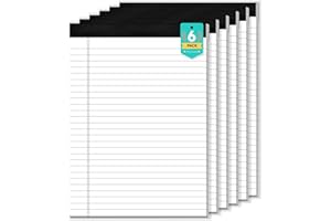 VISHOITTY Legal Notepads, 8.5 x 11 Pads of Paper, 6 Pack Paper Tablets 8-1/2 x 11, Perforated White Legal Pads 8.5 x 11 Legal Size Paper, Lined Note Pads 8.5 x 11 Thick Writing Pads, 30 Sheets per Legal Pad
