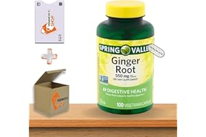 VENANCIO'S SHOP Ginger Root 550 mg Capsules • Digestive Health Support • Nausea & Bloating Relief • Herbal Dietary Supplement • 100 Count by Spring Valley + Venanci’os Sticker (Pack of 1)