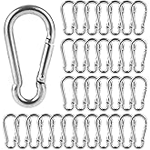 MIVIDE 100 Pack M4 x 1.57 Inch Carabiner Clips Spring Snap Hook, 304 Stainless Steel Heavy Duty Snap Hooks Carabiner Quick Link Clip for Camping Hiking Traveling Outdoor Swing Gym, 110Lbs Capacity