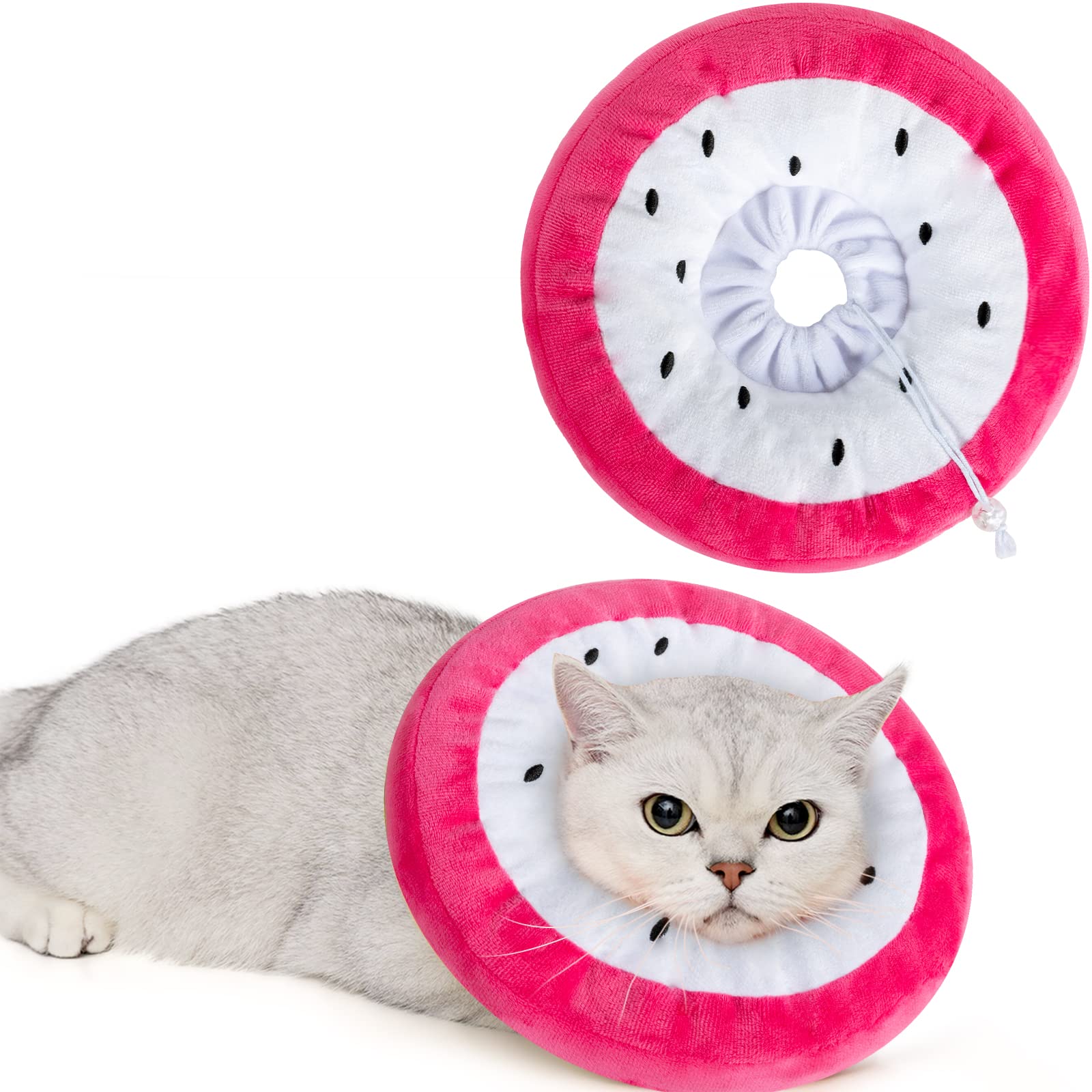 Photo 1 of ANWA Adjustable Cat Cone Collar Soft, Cute Cat Donut Collar After Surgery, Kitten Recovery Cones to Stop Licking