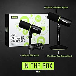 Shure MV6 Gaming Microphone, Dynamic USB PC Mic for