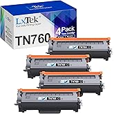 LxTek Compatible Toner Cartridge Replacement for Brother TN760 TN 760 TN730 TN 730 to Compatible with MFC-L2710DW HL-L2350DW HL-L2370DWXL MFC-L2750DW HL-L2395DW MFC-L2690DW Tray (Black, 4 Pack)