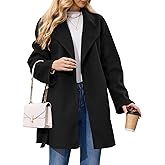 BEINF Women's Wool Blend Coat with Pockets Mid-Long Winter Overcoat, Thick Wool & Pea Coats jacket with Belt