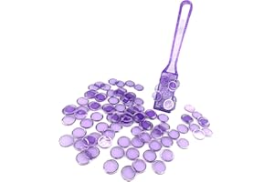 TCOINERY Bingo Lotto Game Set - Transparent Magnetic Wand & Semitransparent Chips - Family Casino Game Night Tokens, STEM Learning Accessories, Alphanumeric Counting and Sorting Chess (Purple)