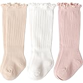 AQOKKA Baby Knee High Socks Kids Tube Long Boot Cotton Knit Stocking Infant Toddler Dress Socks for Boy Girl