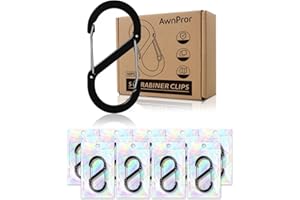 AWNPROR S Carabiner Clips,2.6In Aluminum S Hook Double Snap Clasps Bottle Clip Paracord Keychain Hooks Backpack Hanger Camping Accessories for Backpacking,Fishing,Camping,Hiking,Picnic 10pcs