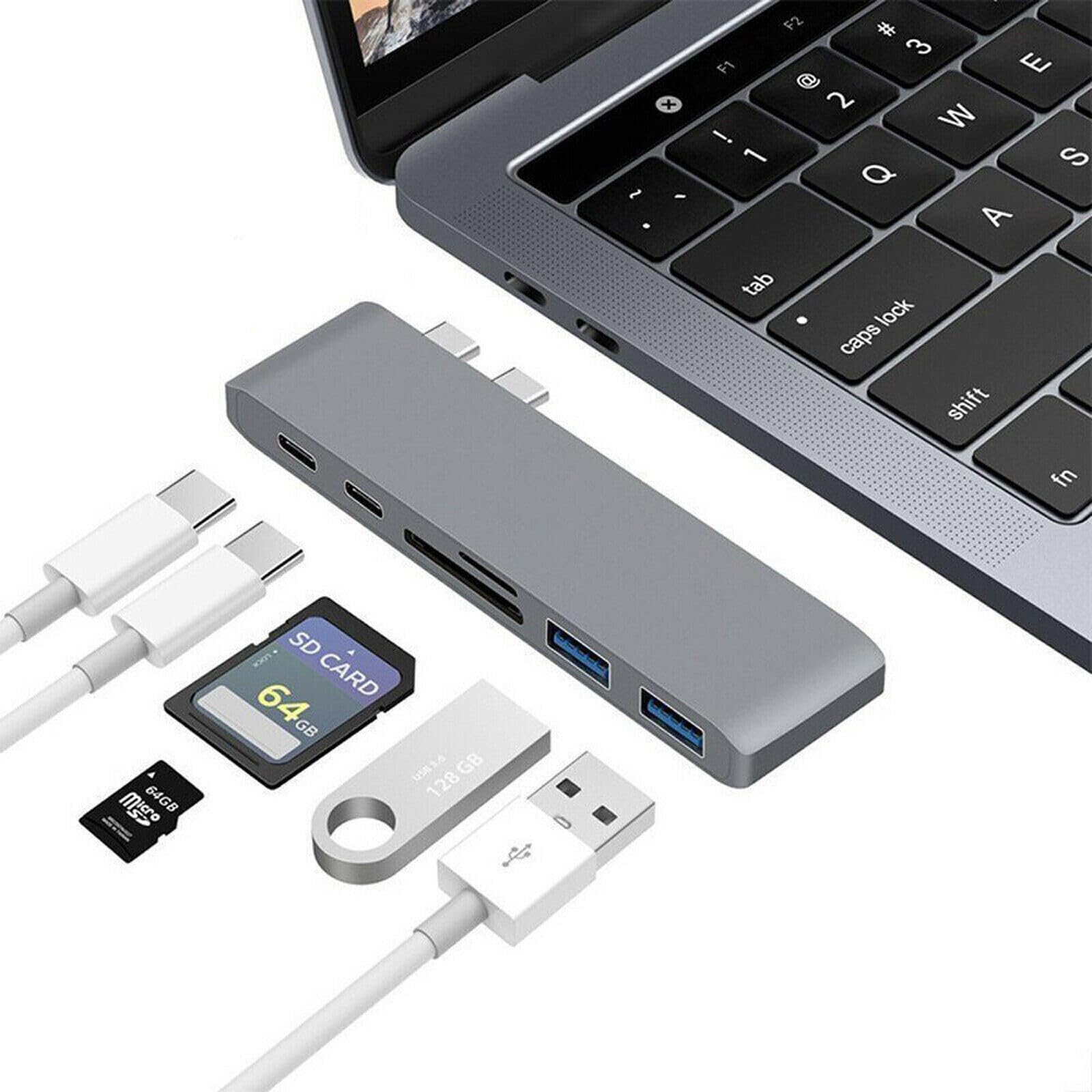 6-in-1 USB-C Hub Dual Type-C Adapter USB 3.0 Type-C port for Macbook Pro