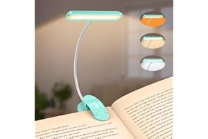 Gritin Rechargeable Book Light for Reading in Bed with 19 LED &Memory Function-Eye Caring 3 Color Temperatures, 5 Brightness Levels, 80 Hrs Runtime Flexible Goose Neck Clip on Book Light-Blue