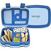 Bentgo Kids Bento-Style 5-Compartment Leak-Proof Lunch Box | Ideal Portion Sizes for Ages 3-7, Durable, Drop-Proof, Dishwasher Safe, PFAS &amp; BPA-Free Materials (Blue)