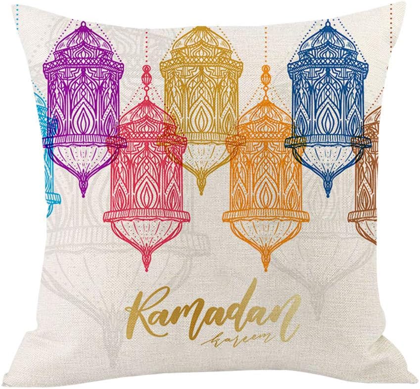 ThsiJJ Ramadan Decoration Cushion Cover Gold Moon Star Eid Mubarak Festive Throw Pillow Cover