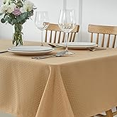 maxmill Tablecloth Weaved Texture Stain Resistant Waterproof, Wrinkle Resistant Washable Table Cloth, Fabric Table Cover for Dining Room, Indoor Outdoor Use, Rectangle 70 x 120 Inch, Beige