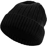 LUCKYBUNNY M/L/XL/XXL Wool Cuff Beanie for Men Women, Fleece Lined Warm Winter Hats Knit Skull Cap for Big Head