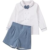 Toddler Boy Clothes Suit | Baby Boys Long Sleeve Formal Outfit with Bowtie + Pants | Wedding Birthday Party Suits