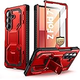 i-Blason Armorbox for Samsung Galaxy Z Fold 7 Case with Stand [9H+ Tempered Glass Screen Protector] [Hinge Protection] Full-Body Heavy Duty Rugged Shockproof Protective Case for Z Fold 7 (Red)