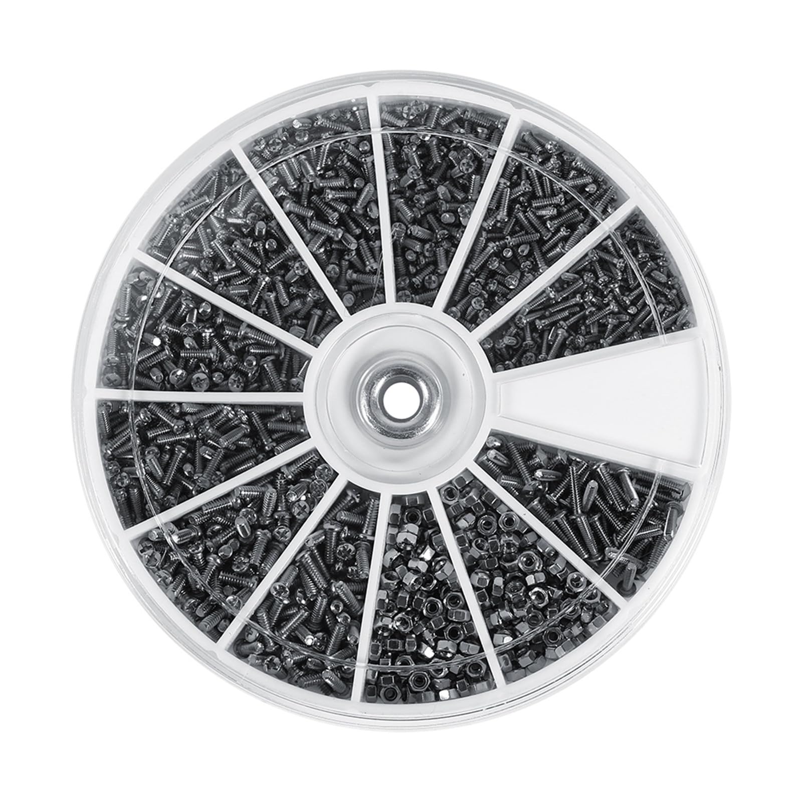 Jadeshay Mini Bolt Kit,600pcs Screws Nuts Assortment Kit Repair Tool 12 Types Screws Nut Set M1 M1.2 M1.4 M1.6 with Nut Bolt Organizer for Electronics Machine Watches Glassess