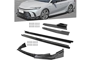 Axinda Car Front Bumper Lip + Side Skirts Extension Rocker Panels + Rear Bumper Lip Diffusers for Toyota Camry SE XSE 2024 2025, ABS Materials, Glossy Black (1 Set of 3 PCS-Glossy Black)