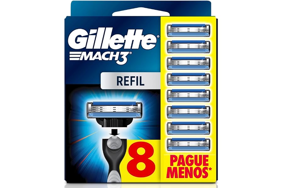 Gillette Mach3, Carga para Aparelho de Barbear com 3 Lâminas 8 Unidades