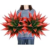 Giegxin 2 Pack 28 Inch Artificial Agave Plants Red UV Resistant Fake Agave Plant Succulent Plant for Indoor Outdoor Natural Home Office Housewarming Decor(Large)