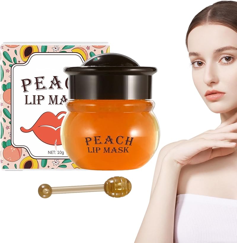 Anulely Honey Peach Lip Mask Balm for Dry Lips Overnight Plumper Moisturiser