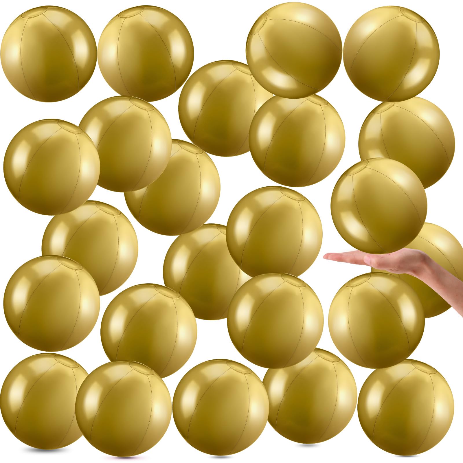 Photo 1 of Yinder 24 Pieces Inflatable Beach Ball 6 Inches Pool Floating Ball Under The Sea Party Decorations Bubble Ocean Summer Pool Toys Party Supplies(Gold)