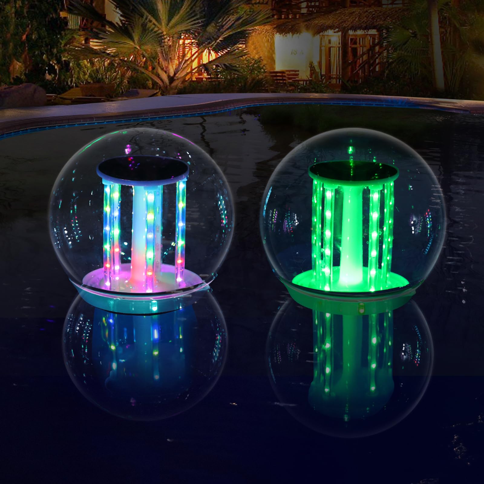Photo 1 of Cootway Floating Pool Lights, RGB Color Changing LED Pool Lights That Float, IP68 Waterproof Floating Solar Pool Light, Solar Floating Light for Pool Backyard Patio Wedding Party Decor(1 Piece)