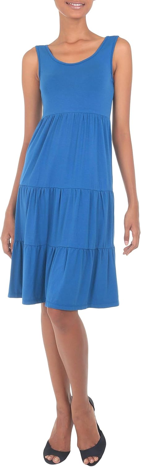 Amazon.com: NOVICA Blue Jersey Knit Sundress, Pacific Ruffles': Clothing