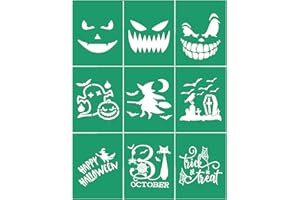 JAJADO Halloween Theme Pattern Silk Screen Stencil for Painting on Wood, T-Shirt Reusable Adhesive Mesh Transfers Pumpkin Ghost Sign Stencil Door Decor Craft, Halloween Decoration 8.5''×11''