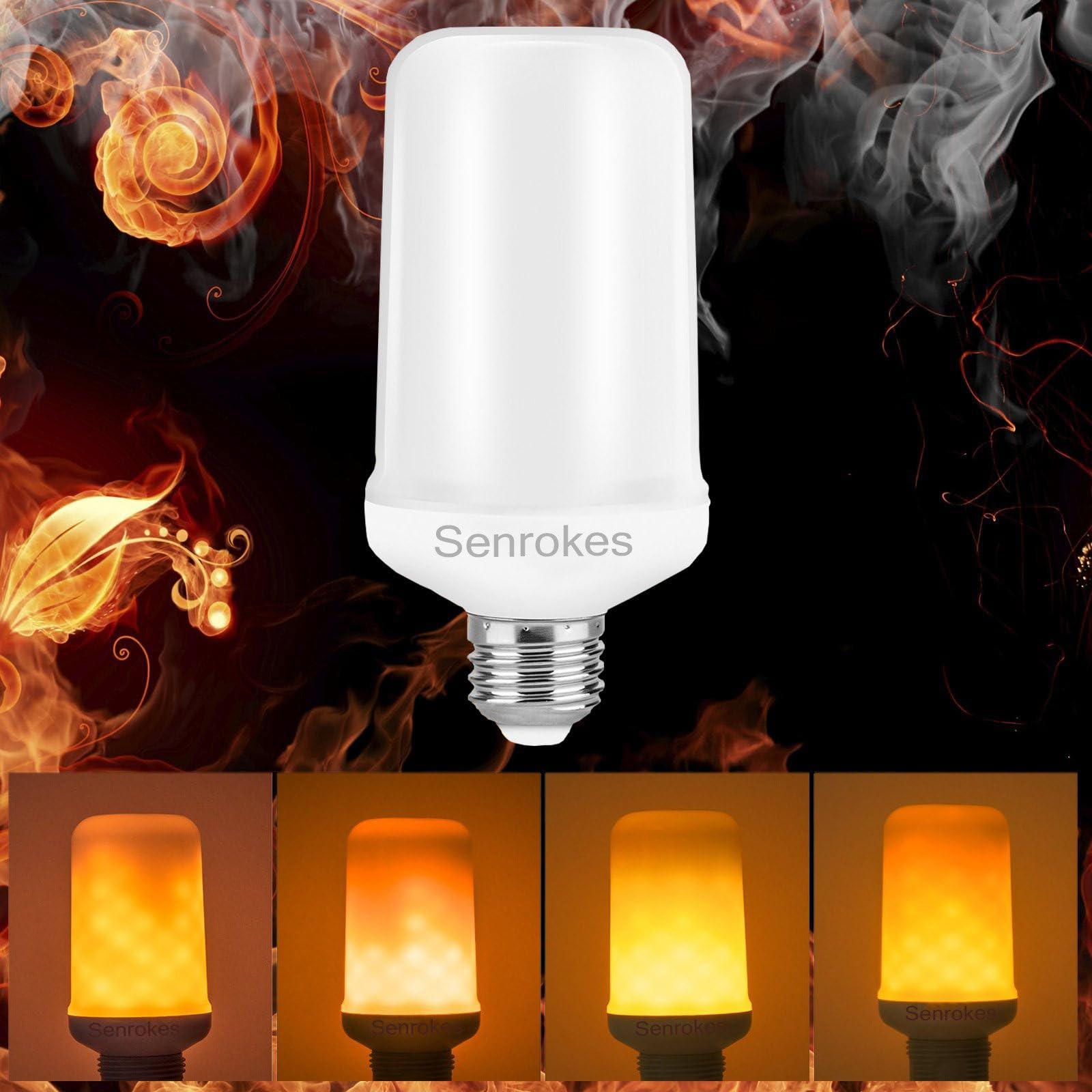LED Flame Light Bulb, 2 Modes E26 E27 LED Flame Effect Lamp Fire Light for Fireplace Decoration Lighting Bulb on Christmas Halloween Holiday Party