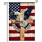 Patriotic Stars and Stripes Eagle Garden Flag 12x18 Inch Double Sided Outside, USA 4th of July Memorial Day Independence Day Yard Outdoor Decoration for All Seasons