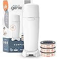 Diaper Genie Complete Pail (White) | Includes 3 Refills that hold up to 810 newborn-size diapers | Includes 1 Carbon Filter
