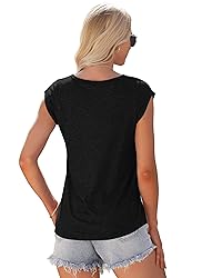 AUSELILY Womens Cap Sleeve T-Shirt Casual Loose Fit