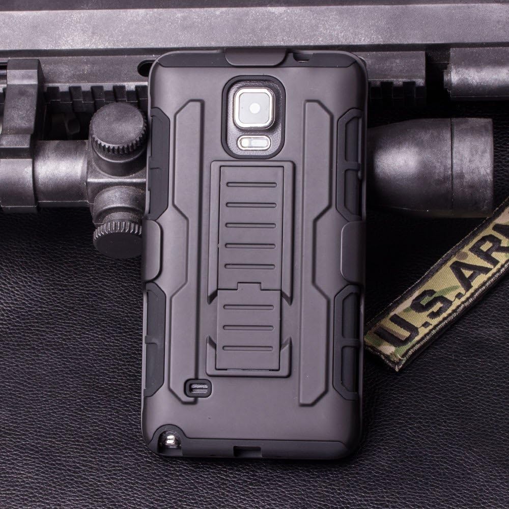 Note 4 Case, GOODEX Shockproof Drop Proof Heavy Duty Belt Clip Shell Holster 3 in 1 Combo Case for Samsung Galaxy Note 4 Dual Layer Full-body Rugged Hybrid Impact Resistant Protective Case Cover BLACK