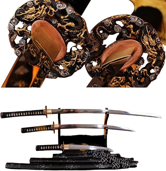 Lyuesword Japanese Samurai Katana Set of 3 Katana Wakizashi Tanto Sword