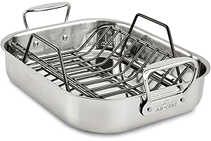 All-Clad Specialty Stainless Steel Roaster with Nonstick Rack 11x14 Inch Oven Broiler Safe 600F Roaster Pan, Pots and Pans, Bakeware, Silver
