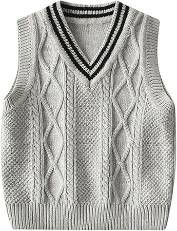 Amazon Co Jp Cloudkids ボーイズ ニットベスト スクールベスト 男の子 セーターノースリーブ ｖネック おしゃれ 保温性 伸縮性 子供服 キッズ 学生 制服 通園 通学 グレー 110cm ベビー マタニティ