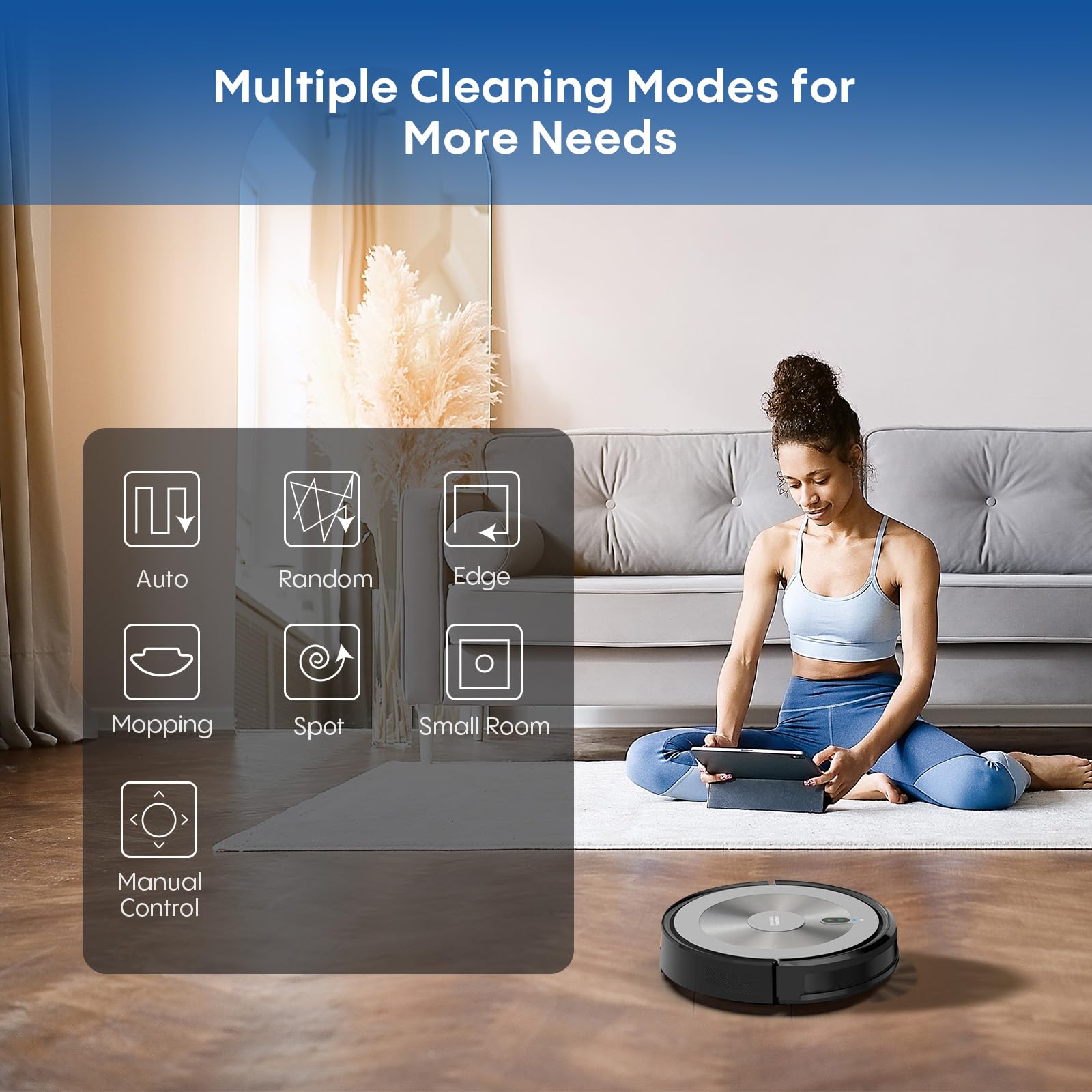 Robot Vacuum Cleaner - 2-in-1 Robot Vacuum and Mop Combo, 2500Pa Suction, Smart Navigation, Alexa & Google Assistant Compatible, Auto Recharge, Anti-Fall, Pet Hair Removal, Z-Shape Cleaning Mode - Image 2
