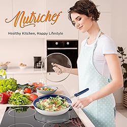 NutriChef 8" Fry Pan With Lid - Small Skillet