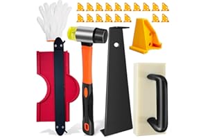LOYALA Laminate & Vinyl Flooring Installation Kit, Heavy Tapping Block, Pull Bar, Spacers, Contour Gauge, Rubber Mallet (7 in 1 Flooring Tools (30pcs Spacers)) (6 in 1 Flooring Tools 20pc 2 in 1 Spacers)
