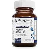 Metagenics Vitamin D3 + K - for Artery Health, Immune Support, Bone & Heart Health* - Vitamin D with MK-7 (Vitamin K2) - Non-GMO - Gluten-Free - 60 Softgels - 5,000 IU