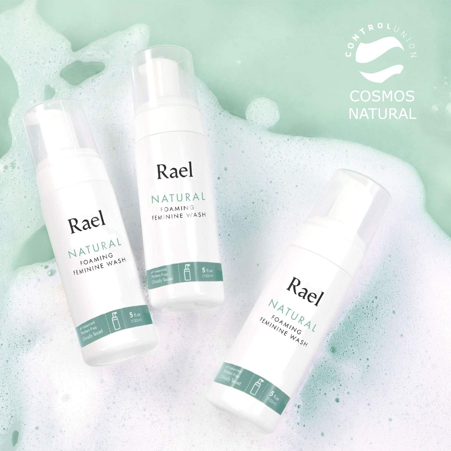 Rael Natural Foaming Feminine Wash - 5oz, 2Packs, Daily Intimate, pH-Balanced, easy Travel, Gynecologist Tested, Light & Fresh Scent, Total 10 Ounce: Health & Personal Care