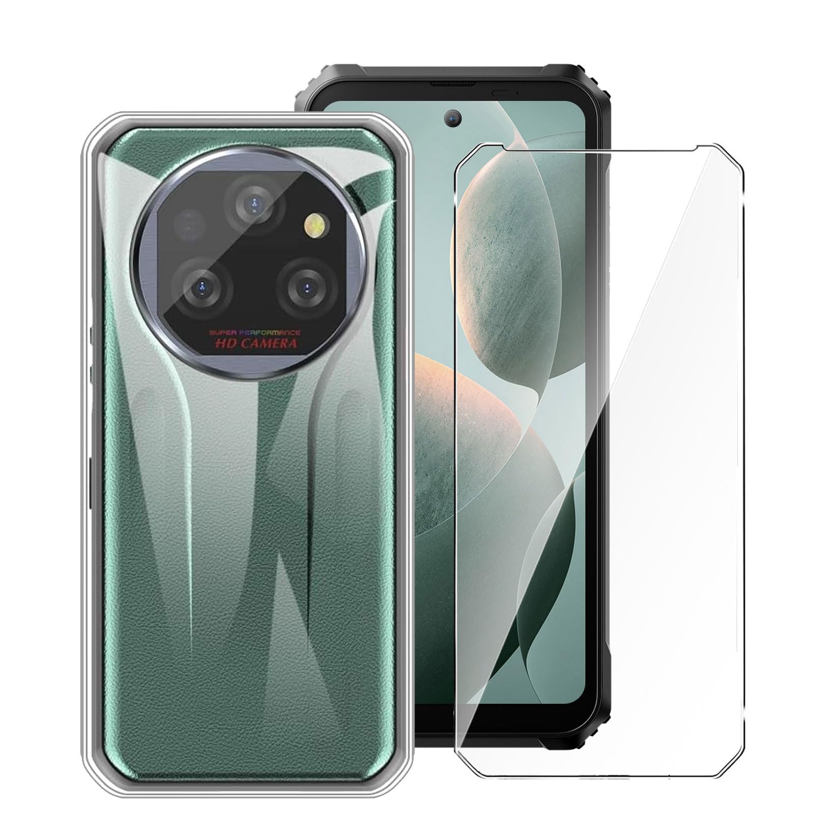 LYZXMY Case for Oukitel WP39 + 1 x Tempered Film Glass Screen Protector - Transparent Silicone Soft TPU Cover Shell for Oukitel WP39 (6.6")