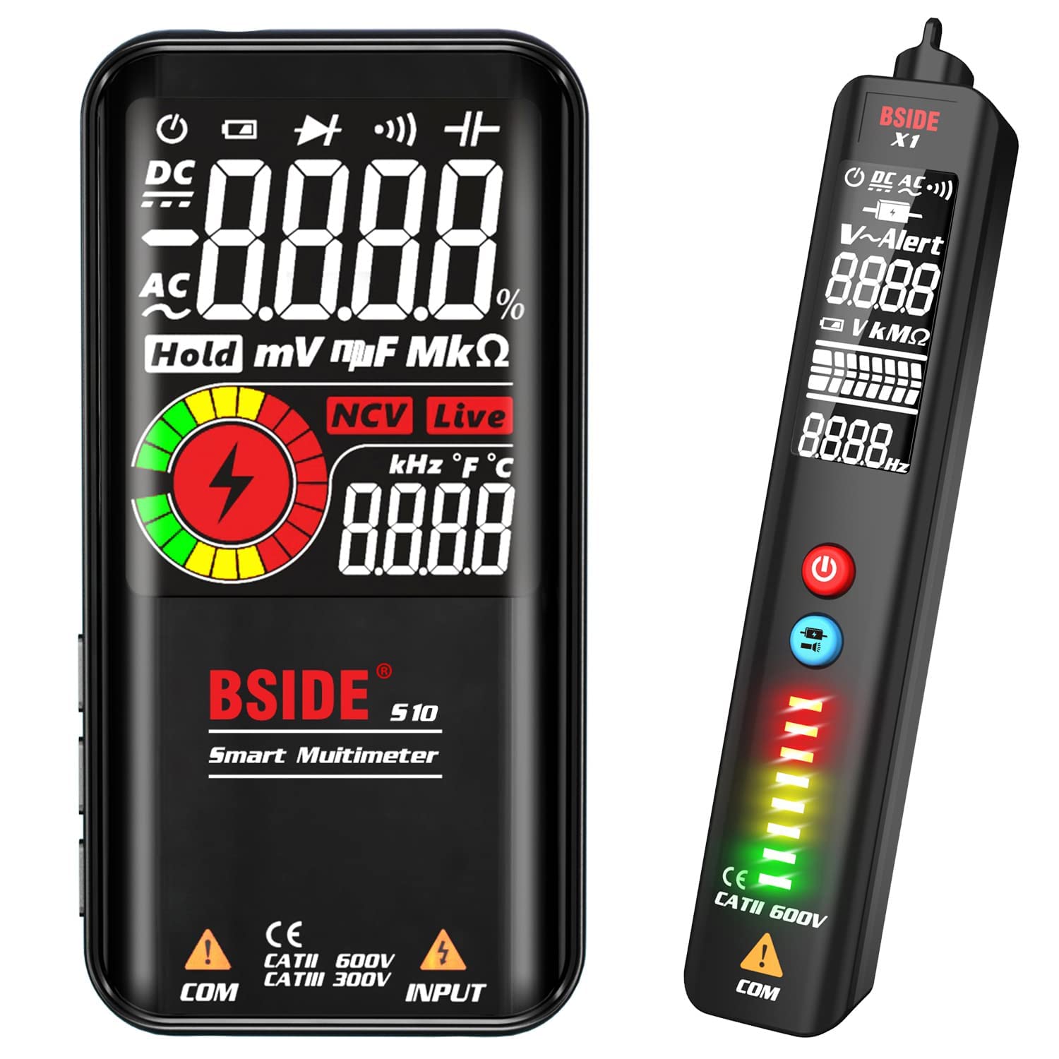 BSIDE Smart Digital Multimeter & Voltage Tester Kit with Large Color Screen Electrical Test Kit Automatic Voltmeter and Pen Multimeter Combo kit Multifuncion Voltage Tester Set for Electrician — image 1