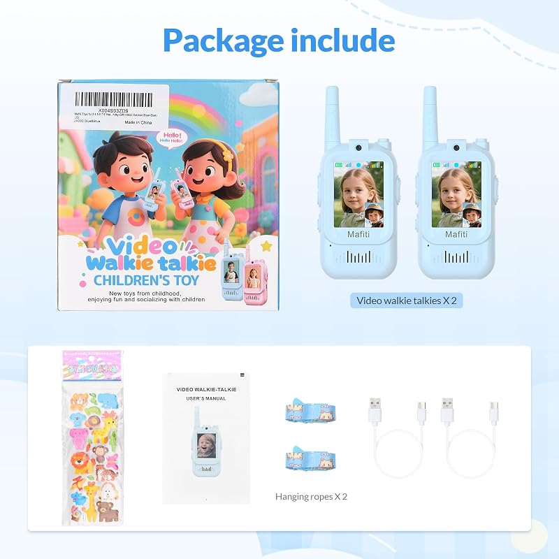 Kinder Walkie Talkies mit Video Funktion 2pcs - Visuelle Walkie Talkies mit 2 Zoll IPS Bildschirm, Video Walkie Talkie Kinder Walky Talky Aufladbar für 3-12 Jahren Junge für Indoor & Outdoor