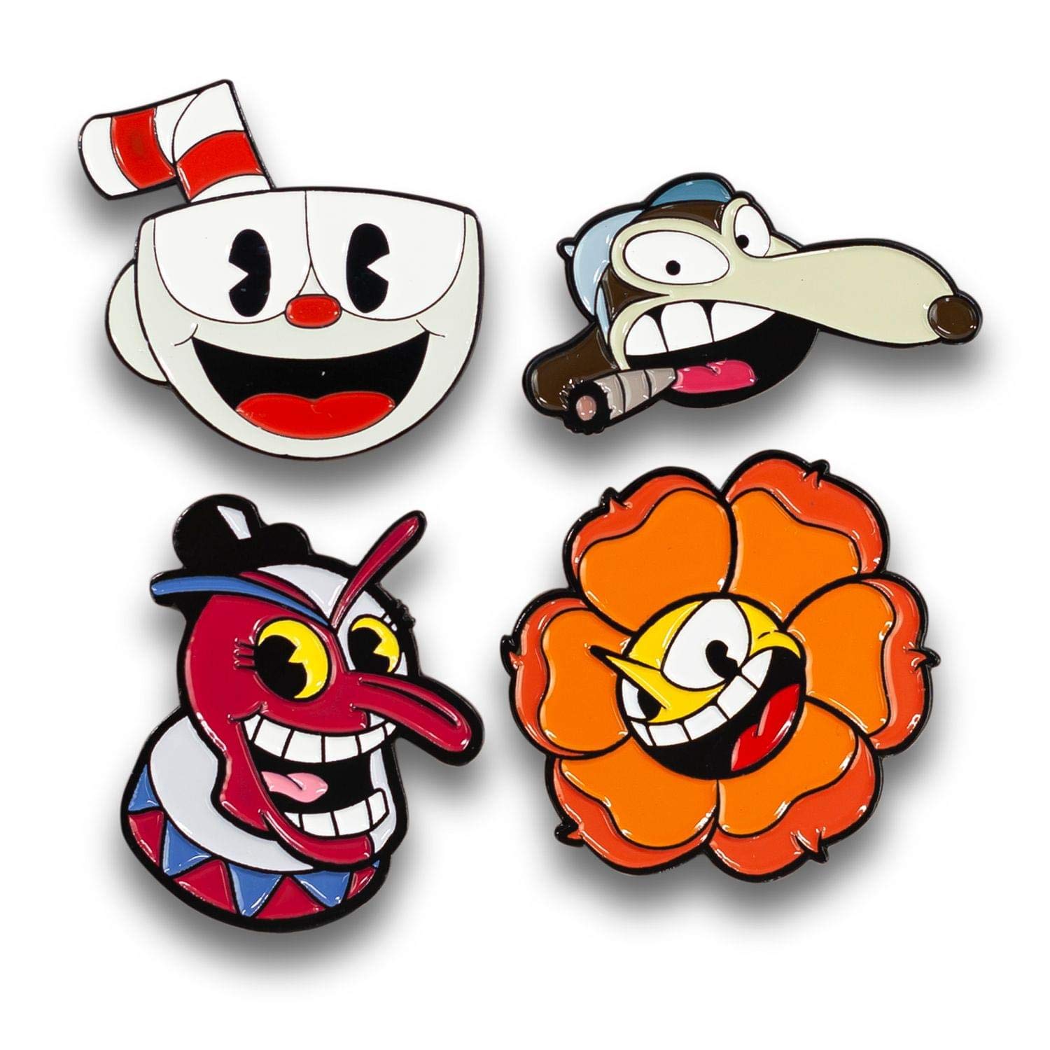 Just Funky Cuphead Collectibles| Exclusive Cuphead Enamel Pin Set 4 Pack