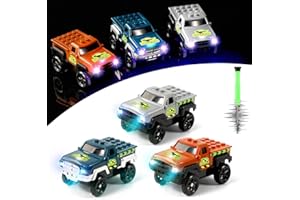 Save Unicorn Tracks Cars only Replacement,Track Cars for Tracks Glow in The Dark, Car Tracks Accessories with 3 Flashing LED Lights, Compatible with Most Car Tracks for Kids Boys and Girl(3pack)