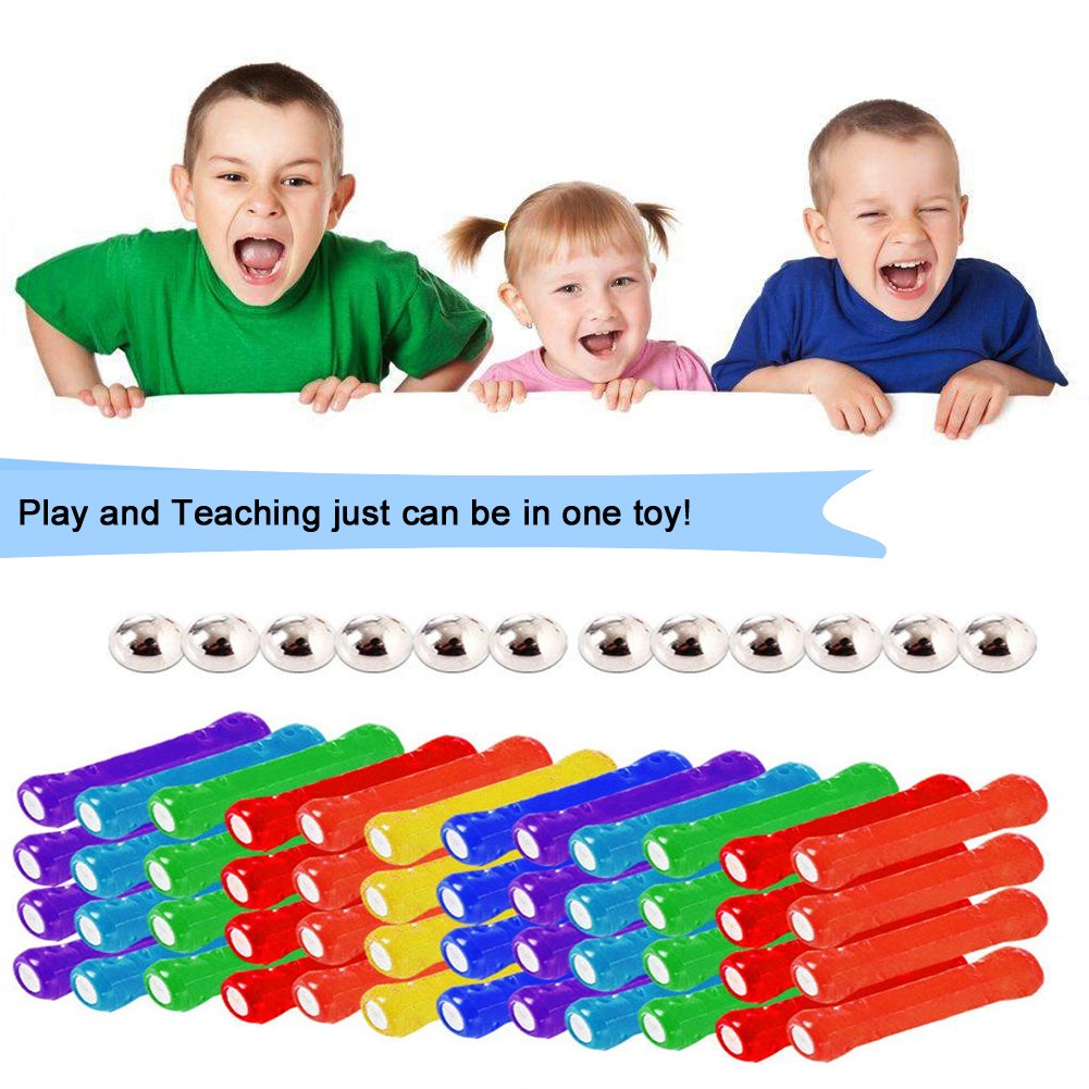 MUITOBOM 206 pcs Educational Magnetic Sticks Building Blocks Toys, Magnetic Tiles Construction Blocks 3D Educational Toy Set for Kids