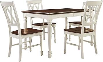 Amazon Com Crosley Furniture Shelby 5 Piece Dining Set With Table Extension Leaf And 4 Chairs Distressed White Table Chair Sets