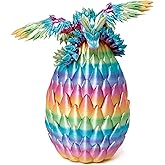 Flavery 3D Printed Dragon Egg, Easter Basket Stuffers, Large 9" Flying Dragon in Eggs, Cool Fidget Toy for Birthday Gift, Flexible Figure Decor, Mystery Desk Pet for Christmas, Graduation(Rainbow)